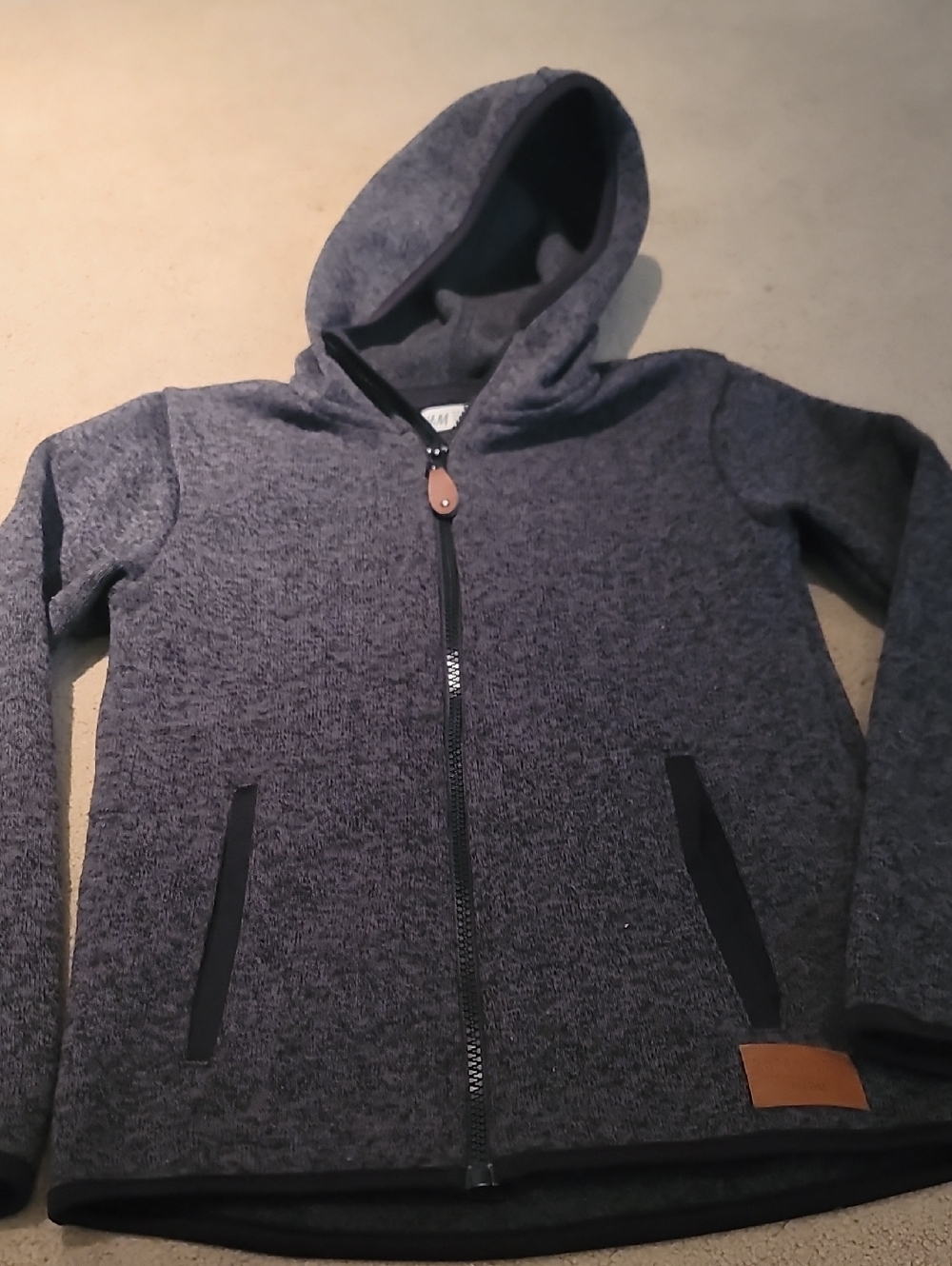 H&M Dark Gray Hooded Zip Jacket with Black Trim